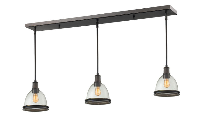 Z-Lite Mason 8" 3-Light Olde Bronze Island Light With Clear Seedy Glass Shade