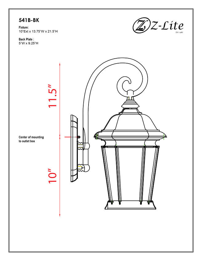 Z-Lite Melbourne 14" 3-Light Black Outdoor Wall Sconce With Clear Beveled Glass Shade
