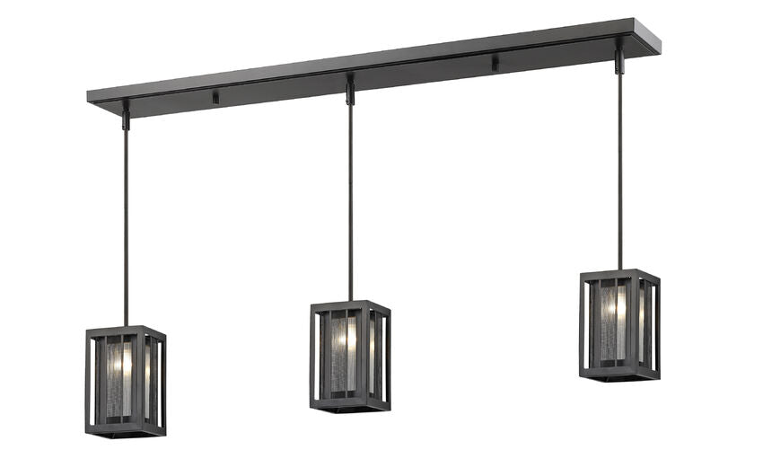 Z-Lite Meridiona 6" 3-Light Bronze Island Light With Clear Reeded Glass and Bronze Steel Shade