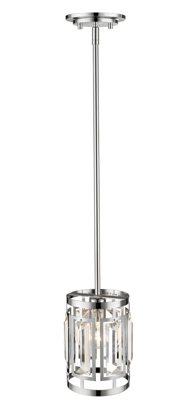 Z-Lite Mersesse 6" 1-Light Chrome Pendant Light With Clear and Chrome Shade