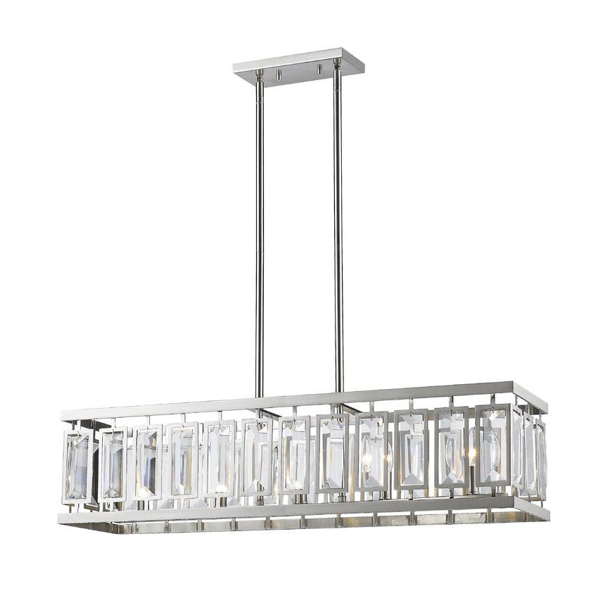 Z-Lite Mersesse 9" 5-Light Brushed Nickel Chandelier With Crystal Clear Shade