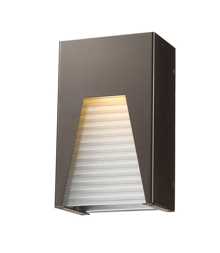 Z-Lite Millenial 6" W x 10" H 1-Light LED Bronze Silver Wall Sconce With Frosted Ribbed Glass Shade