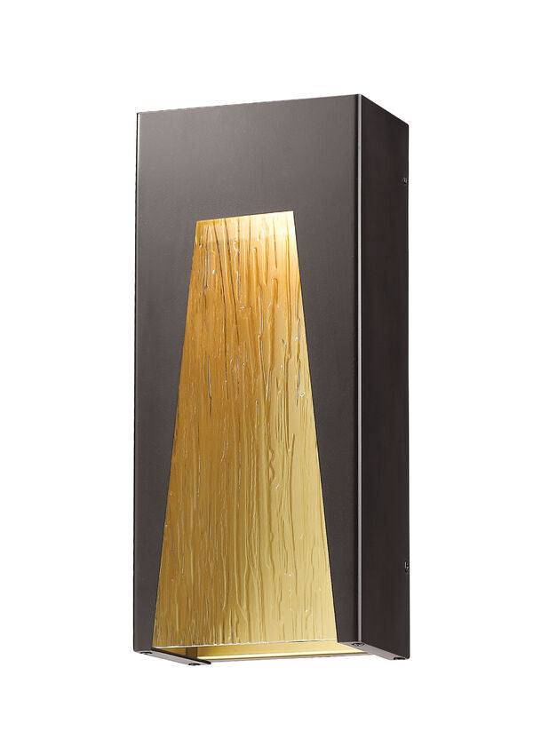 Z-Lite Millenial 8" 1-Light LED Bronze Gold Outdoor Wall Sconce With Chisel Glass Shade