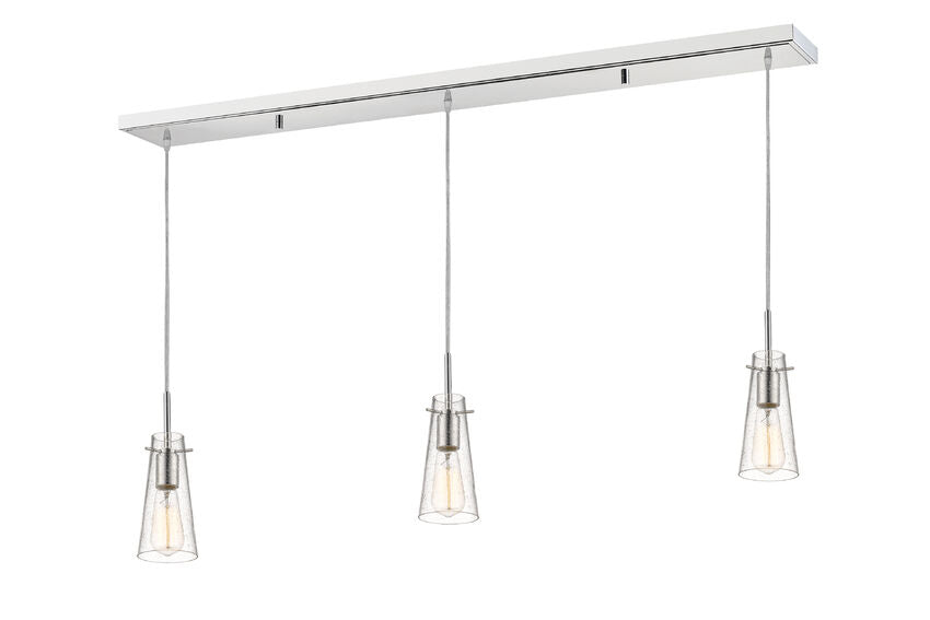 Z-Lite Monte 5" 3-Light Chrome Island Light With Clear Seedy Glass Shade