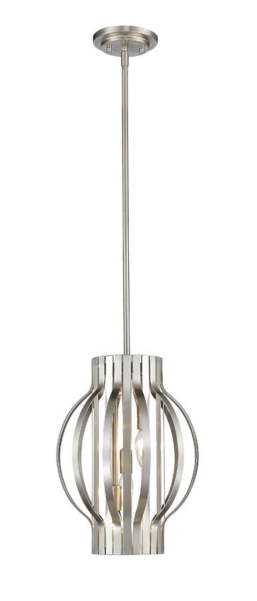 Z-Lite Moundou 12" 3-Light Brushed Nickel Steel Pendant Light