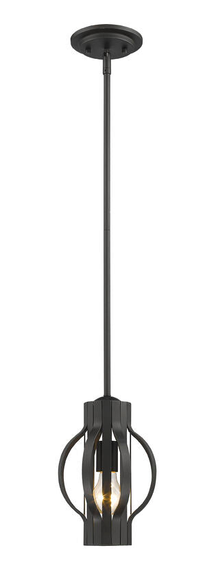 Z-Lite Moundou 7" 1-Light Bronze Steel Pendant Light
