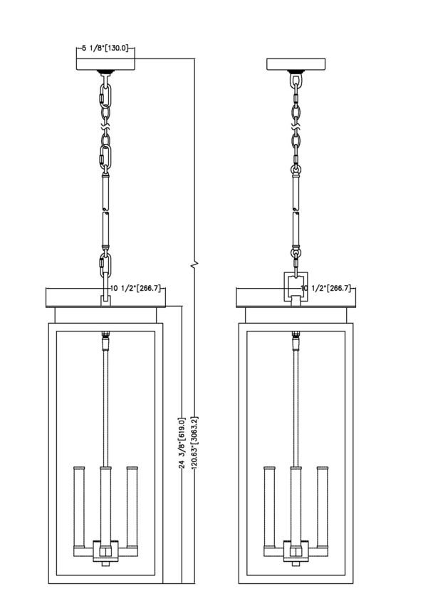 Z-Lite Nova 5018CHB-BK 4-Light Candelabra Base Black Aluminum Clear Glass Shade Outdoor Chain Mount Ceiling Fixture