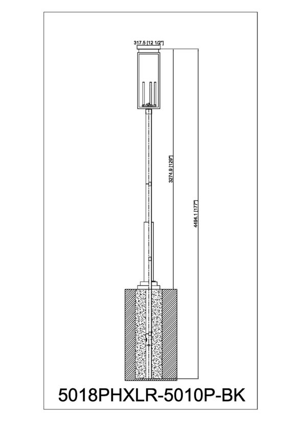 Z-Lite Nova 5018PHXLR-5010P-BK 5-Light Candelabra Base Black Aluminum Clear Glass Shade Outdoor Post Mounted Fixture