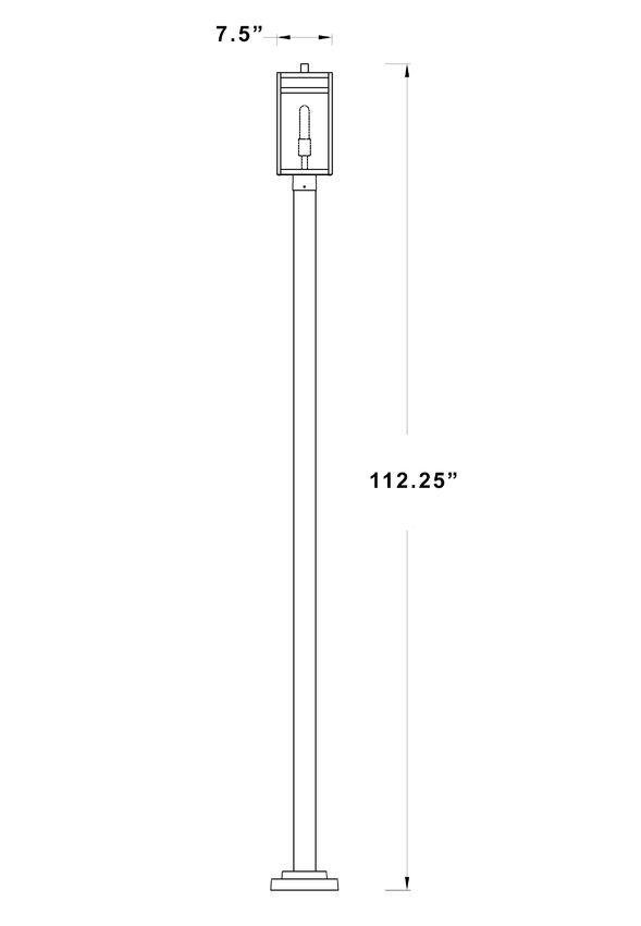 Z-Lite Nuri 596PHMS-536P-BK 1-Light Black Aluminum Clear Glass Shade Outdoor Post Mounted Fixture
