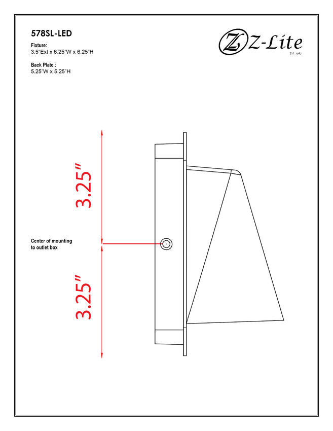Z-Lite Obelisk 7" 1-Light LED Silver Outdoor Wall Sconce With Sandblast Glass Shade