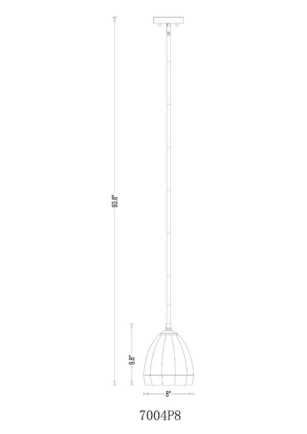 Z-Lite Oren 8" 1-Light Medium Bulb Base Matte Black Steel Frame Matte Opal Glass Shade Pendant Light