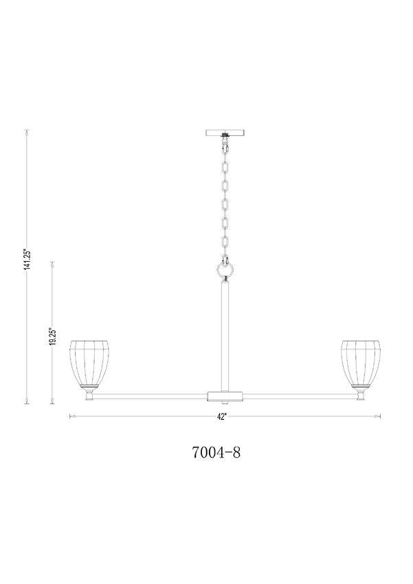 Z-Lite Oren 8-Light Medium Bulb Base Matte Black Steel Frame Matte Opal Glass Shade Chandelier
