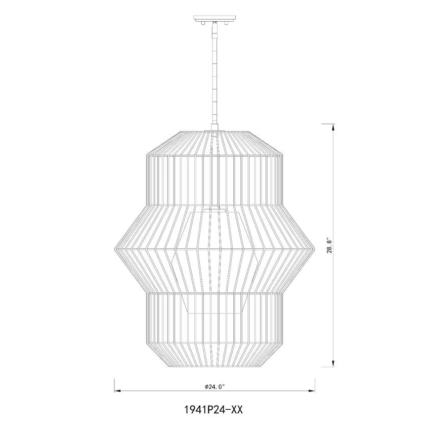 Z-Lite Orsay 24" 1-Light Clear Glass Shade Pendant Light With Matte Black Frame Finish