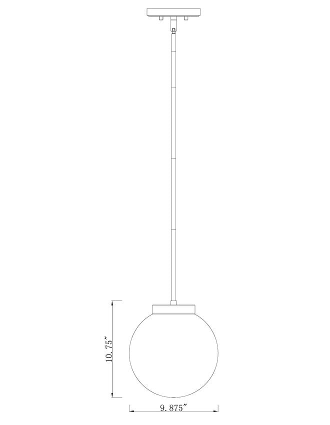 Z-Lite Parsons 10" 1-Light Matte Black and Olde Brass Pendant Light With Opal Glass Shade