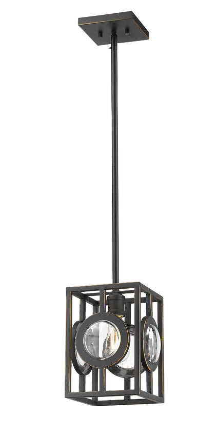 Z-Lite Port 9" 1-Light Olde Bronze Steel Pendant Light