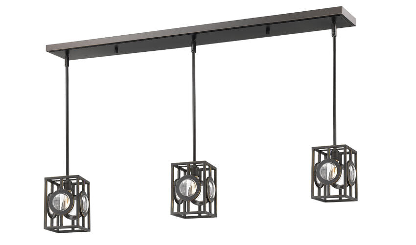 Z-Lite Port 9" 3-Light Olde Bronze Steel Island Light