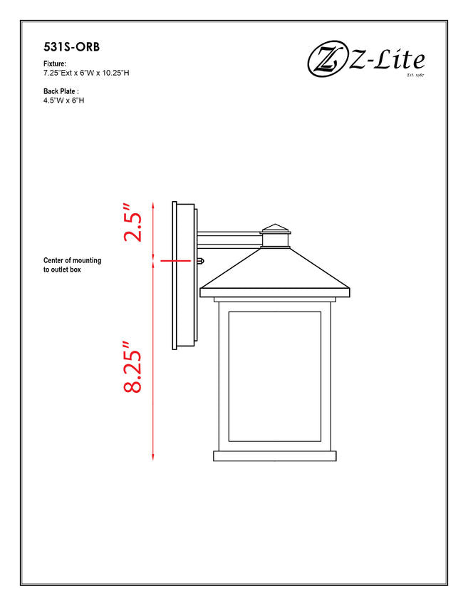 Z-Lite Portland 6" 1-Light Oil Rubbed Bronze Aluminum Outdoor Wall Sconce With Clear Seedy Glass Shade