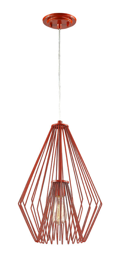 Z-Lite Quintus 12" 1-Light Red Steel Pendant Light