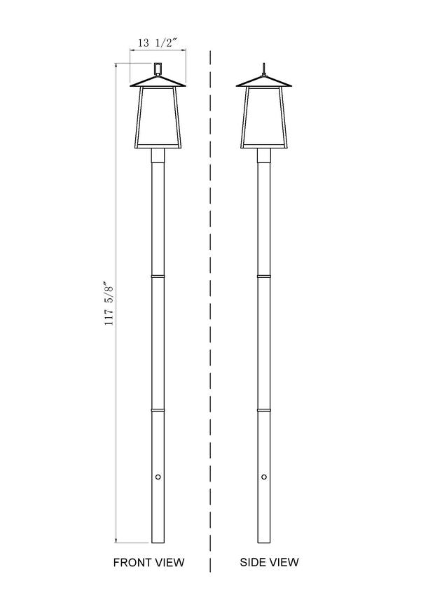 Z-Lite Rainer 14" W x 118" H 4-Light Black Aluminum Outdoor Post Mounted Fixture With Clear Seedy Glass Shade