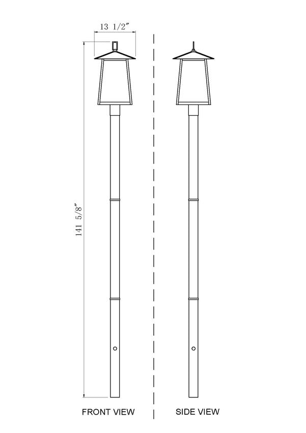 Z-Lite Rainer 14" W x 142" H 4-Light Black Aluminum Outdoor Post Mounted Fixture With Clear Seedy Glass Shade