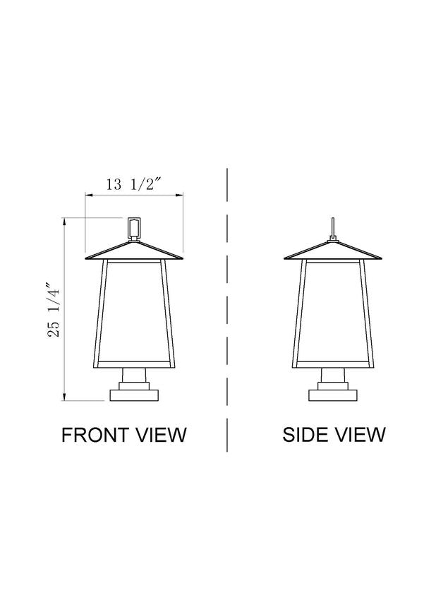 Z-Lite Rainer 14" W x 25" H 4-Light Black Aluminum Outdoor Pier Mounted Fixture With Clear Seedy Glass Shade