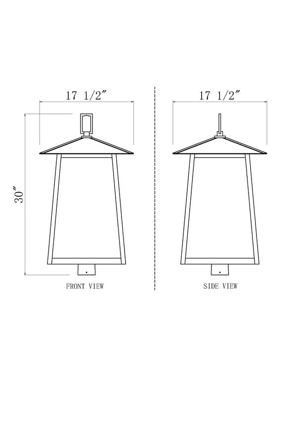 Z-Lite Rainer 18" W x 30" H 6-Light Black Aluminum Outdoor Post Mount Fixture With Clear Seedy Glass Shade