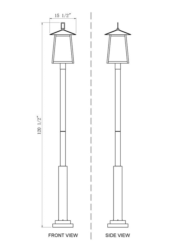 Z-Lite Rainer 5015PHXLR-5010P-BK 5-Light Black Aluminum Outdoor Post Mounted Fixture With Clear Seedy Glass Shade