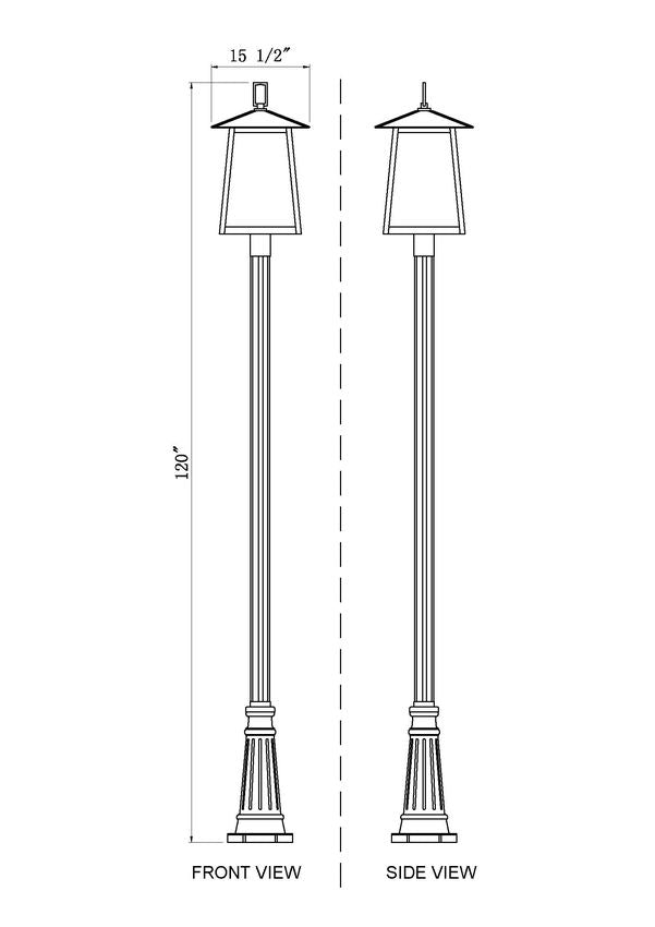 Z-Lite Rainer 5015PHXLR-519P-BK 5-Light Black Aluminum Outdoor Post Mounted Fixture With Clear Seedy Glass Shade