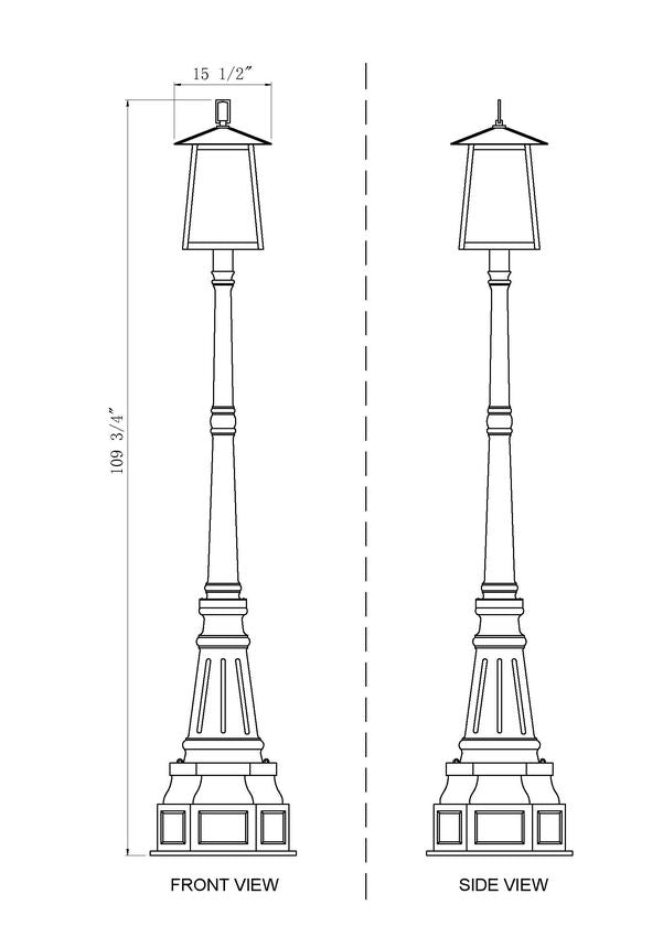 Z-Lite Rainer 5015PHXLR-564P-BK 5-Light Black Aluminum Outdoor Post Mounted Fixture With Clear Seedy Glass Shade