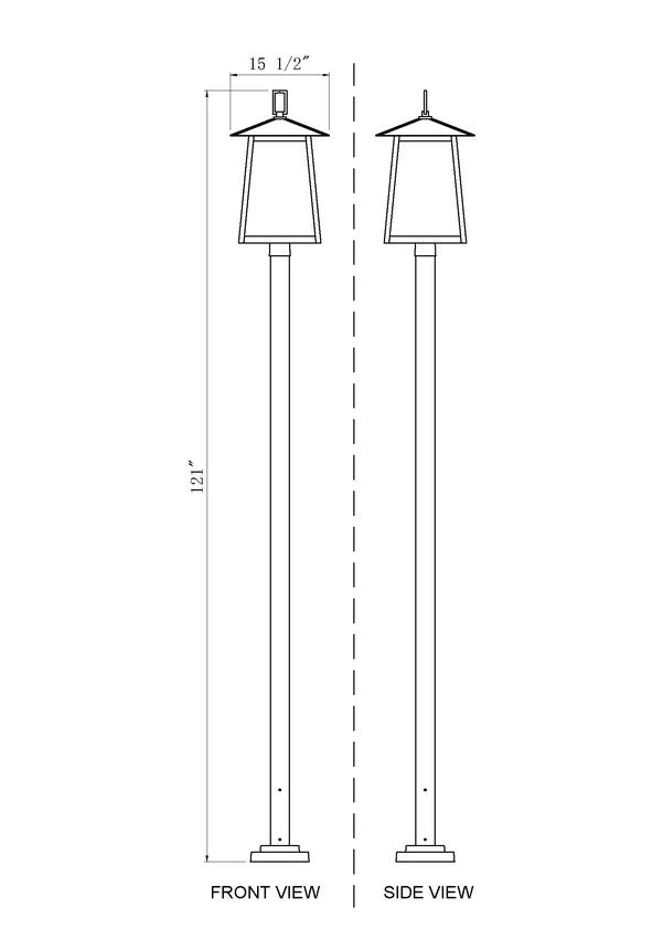 Z-Lite Rainer 5015PHXLS-536P-BK 5-Light Black Aluminum Outdoor Post Mounted Fixture With Clear Seedy Glass Shade