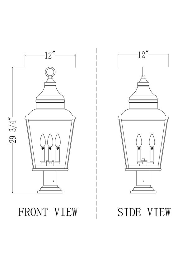 Z-Lite Raphael 5029PHBR-533PM-BK 3-Light Sand Black Aluminum Frame Clear Seedy Glass Shade Outdoor Pier Mounted Fixture