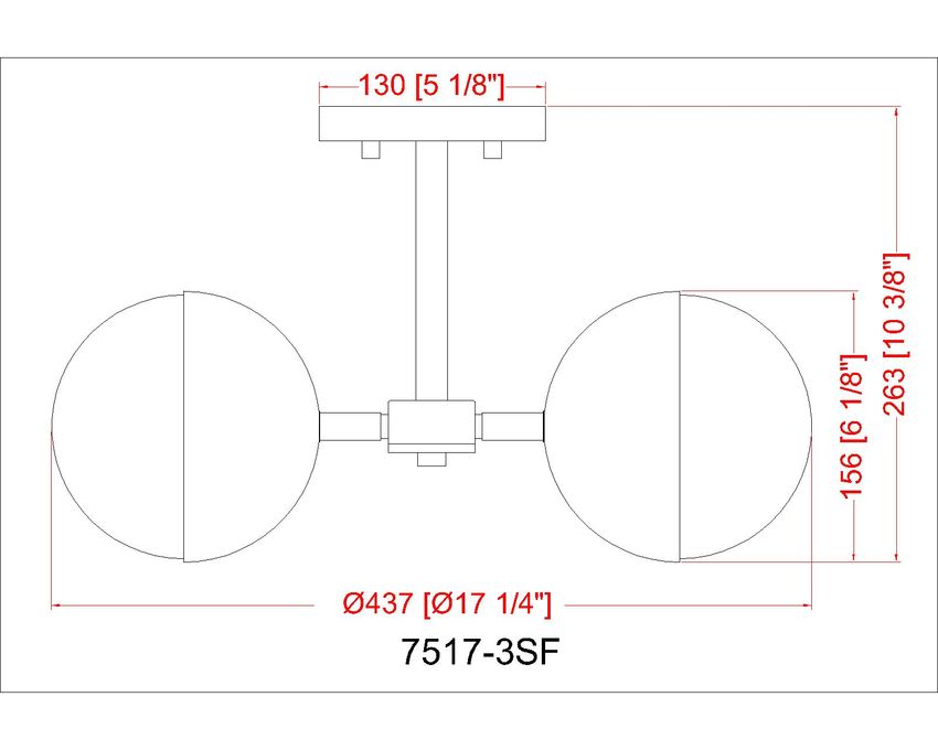 Z-Lite Realm Sphere 17" 3-Light Medium Base Matte Black Steel Matte Opal Glass Shade Semi Flush Mount Lighting