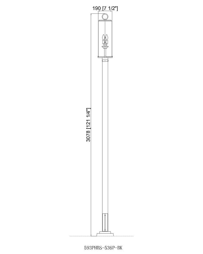 Z-Lite Sana 593PHBS-536P-BK 3-Light Aluminum Black Frame White Opal Glass Shade Outdoor Post Mounted Fixture