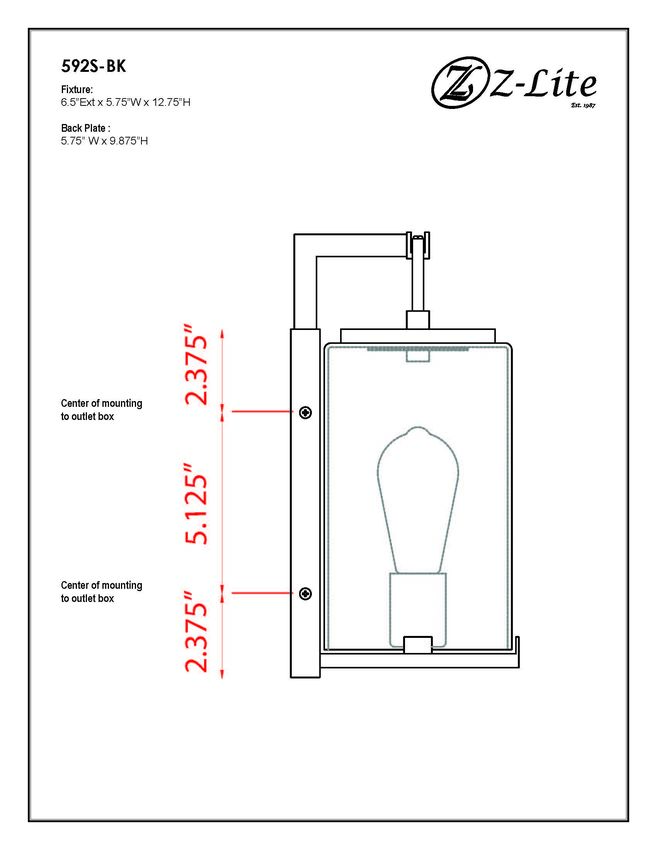 Z-Lite Sana 6" 1-Light Black Aluminum Outdoor Wall Sconce With Seedy Glass Shade