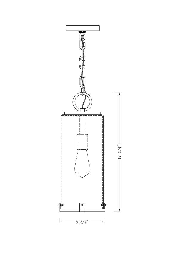 Z-Lite Sana 7" 1-Light Black Aluminum Outdoor Chain Mount Ceiling Fixture With Seedy Glass Shade