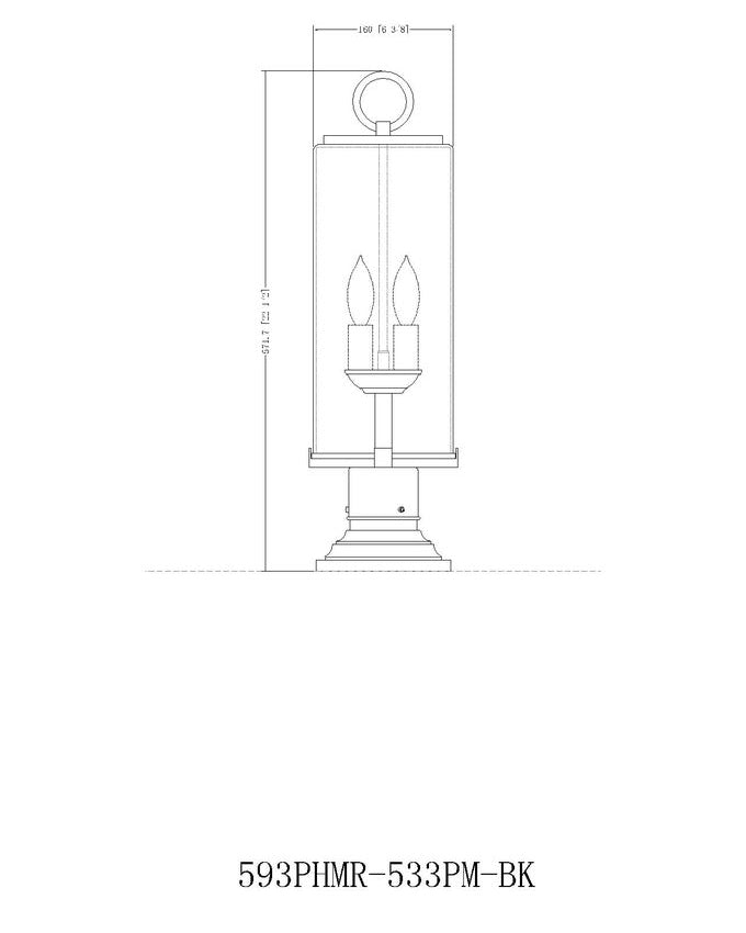 Z-Lite Sana 7" W x 22" H 2-Light Black Outdoor Pier Mounted Fixture and Square Pier Mount Hardware With White Opal Glass Shade