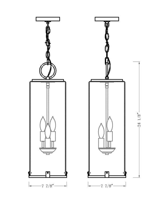 Z-Lite Sana 8" 3-Light Black Aluminum Outdoor Chain Mount Ceiling Fixture With White Opal Glass Shade