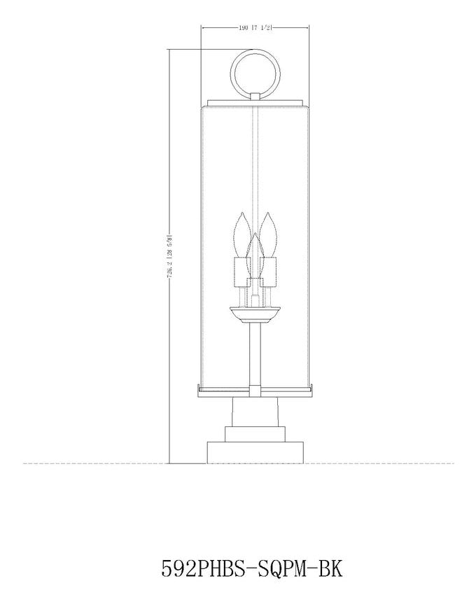Z-Lite Sana 9" 3-Light Black Outdoor Pier Mounted Fixture and Square Pier Mount Hardware With Seedy Glass Shade
