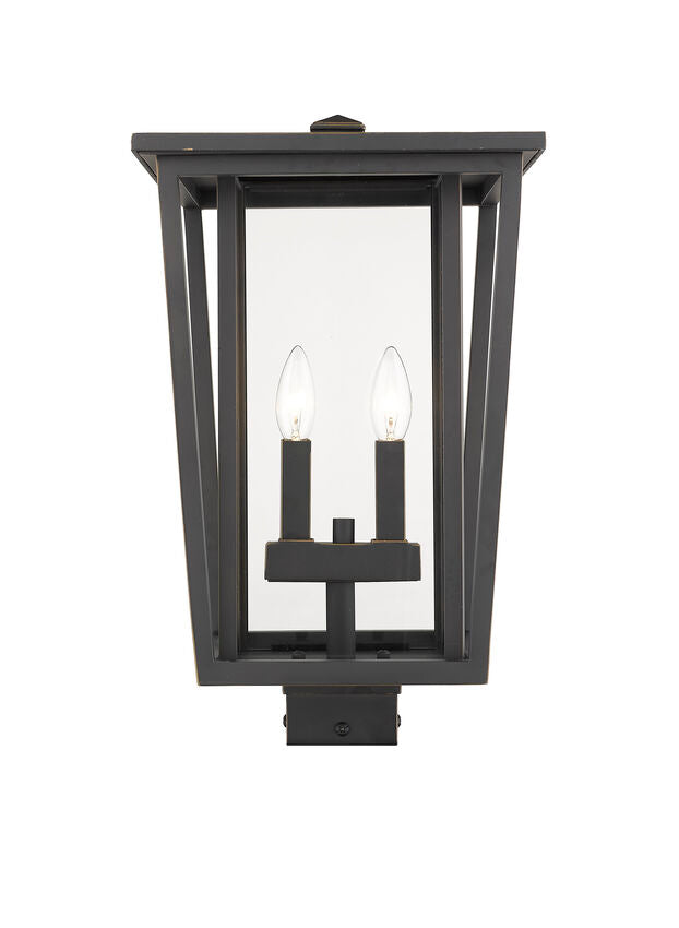 Z-Lite Seoul 11" W x 18" H 2-Light Oil Rubbed Bronze Outdoor Post Moun ...