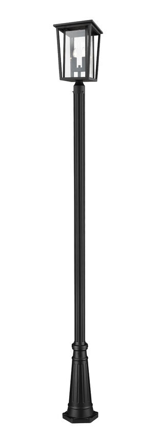 Z-Lite Seoul 12" W x 114" H 2-Light Black Aluminum Frame Clear Glass Shade Outdoor Post Mounted Fixture