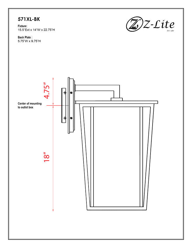 Z-Lite Seoul 14" 3-Light Black Outdoor Wall Sconce With Clear Glass Shade