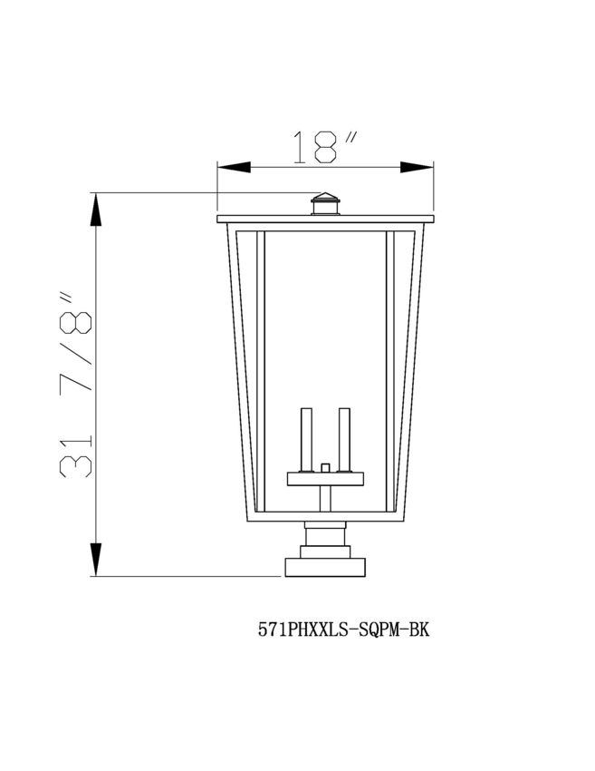 Z-Lite Seoul 18" 4-Light Black Outdoor Post Mount Fixture and Square Pier Mount With Clear Glass Shade