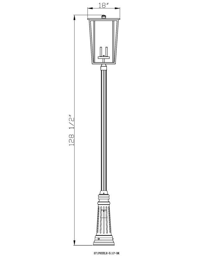 Z-Lite Seoul 18" W x 126" H 4-Light Black Aluminum Frame Clear Glass Shade Outdoor Post Mounted Fixture