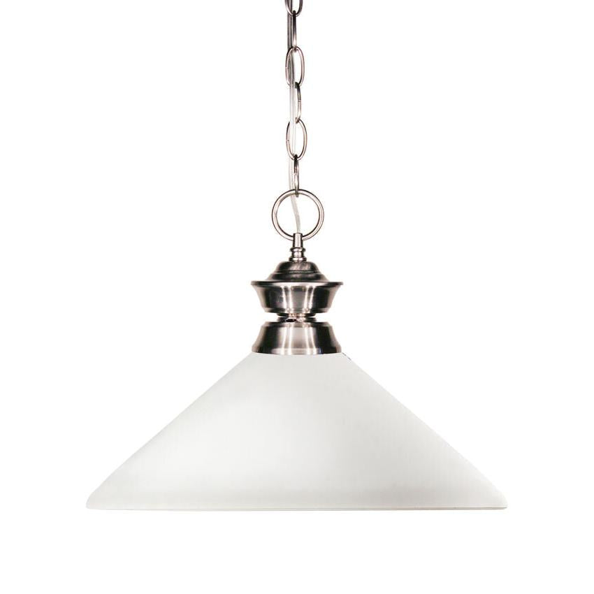 Z-Lite Shark 14" 1-Light Brushed Nickel Pendant Light With Matte Opal Glass Shade