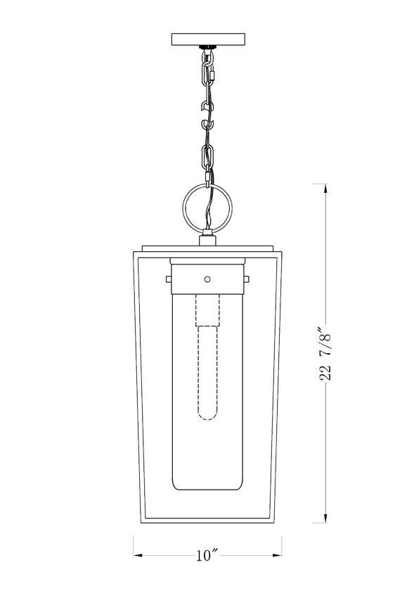 Z-Lite Sheridan 10" 1-Light Black Aluminum Outdoor Chain Mount Ceiling Fixture With Seedy Glass Shade