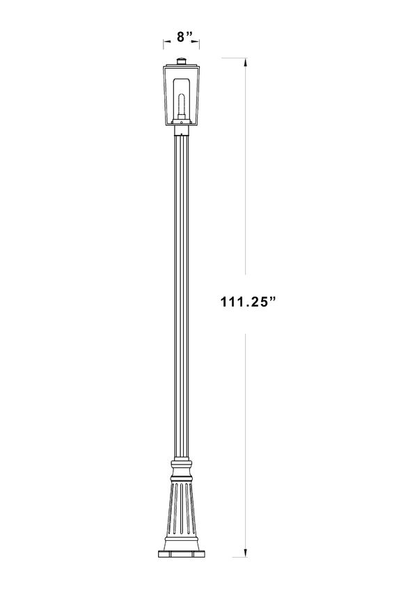 Z-Lite Sheridan 595PHMR-519P-BK 1-Light Aluminum Black Frame White Opal Glass Shade Outdoor Post Mounted Fixture