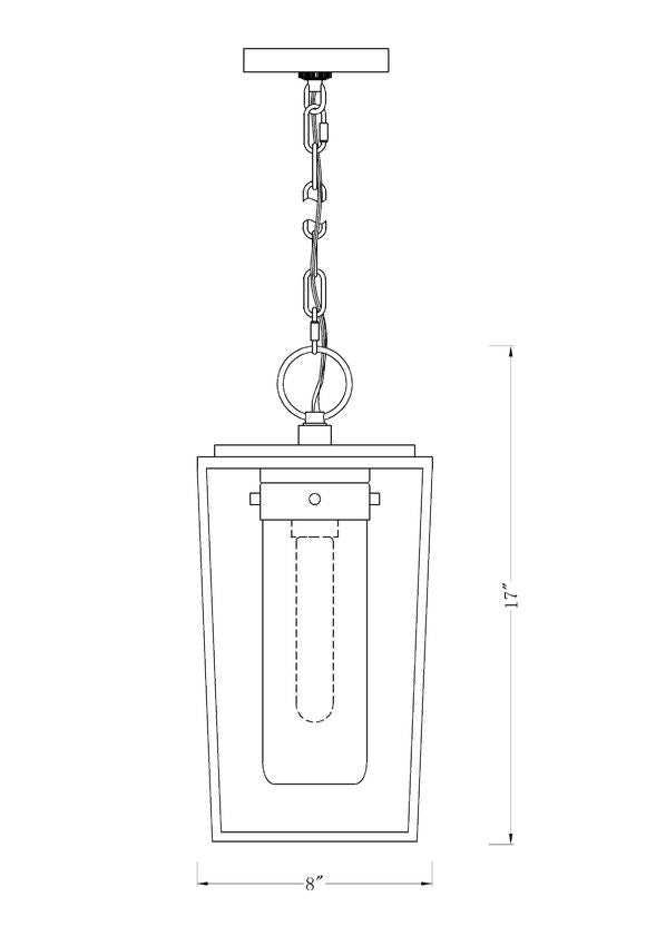 Z-Lite Sheridan 8" 1-Light Black Aluminum Outdoor Chain Mount Ceiling Fixture With Seedy Glass Shade