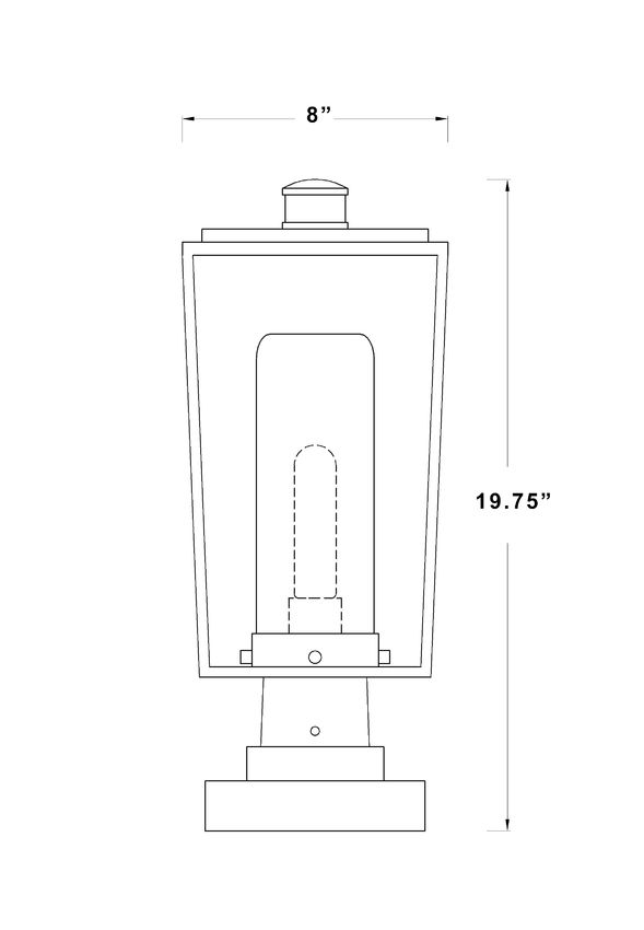 Z-Lite Sheridan 8" 1-Light Black Outdoor Pier Mounted Fixture and Square Pier Mount Hardware With White Opal Glass Shade