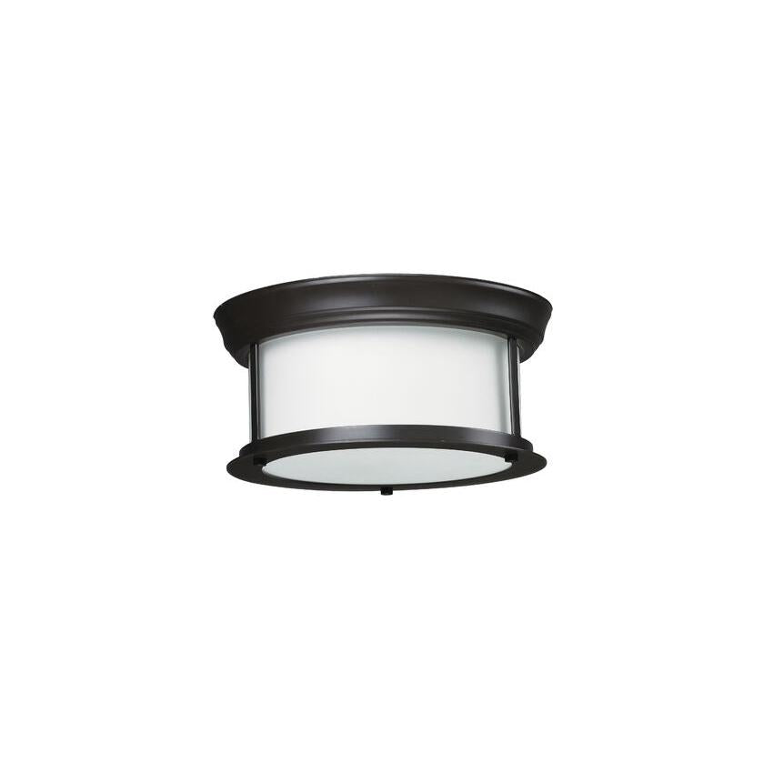 Z-Lite Sonna 11" 2-Light Bronze Flush Mount Lighting With Matte Opal Glass Shade