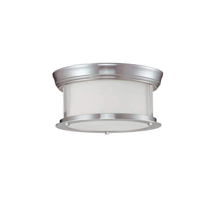 Z-Lite Sonna 11" 2-Light Brushed Nickel Flush Mount Lighting With Matte Opal Glass Shade